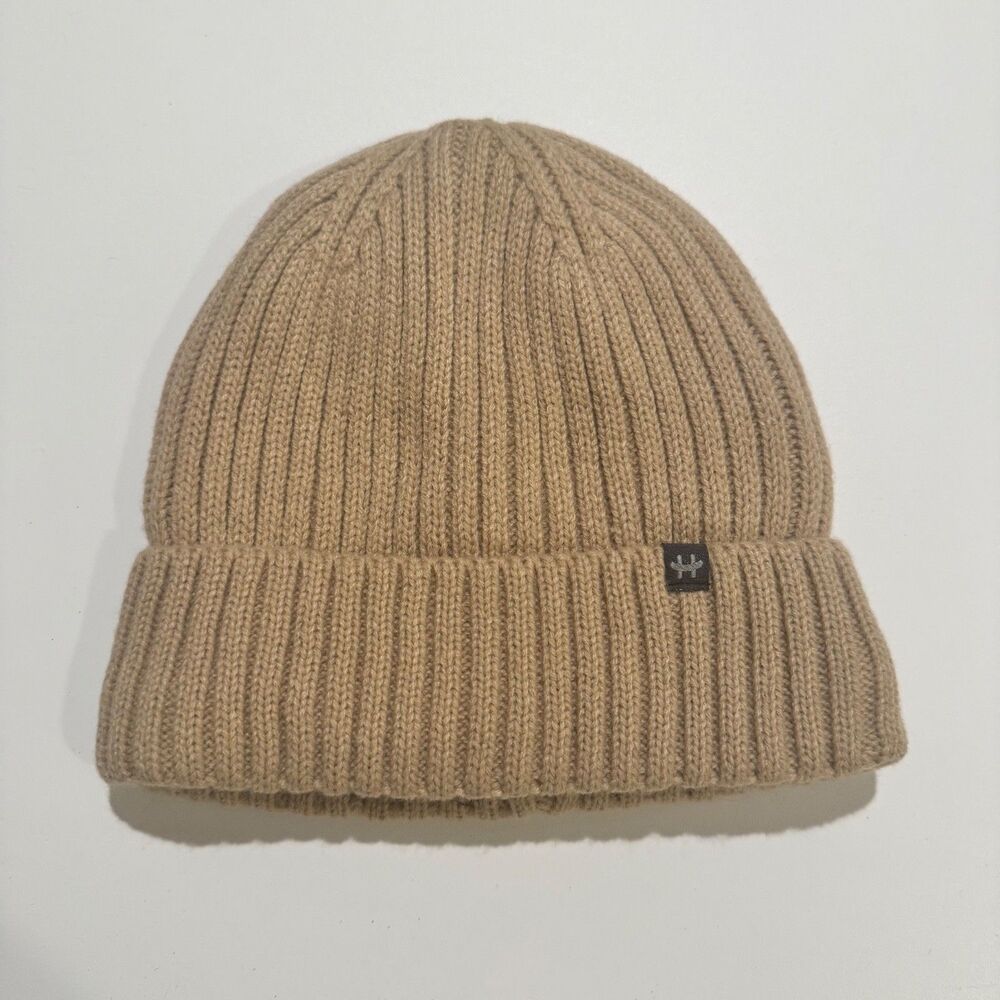 Hot Paws Beige Faux Fur Lined Beanie Winter Hat Adult Unisex One Size